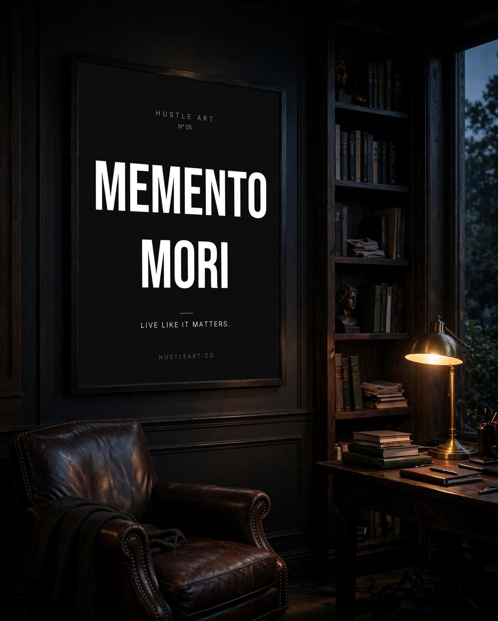 Memento Mori staged lifestyle - dark study